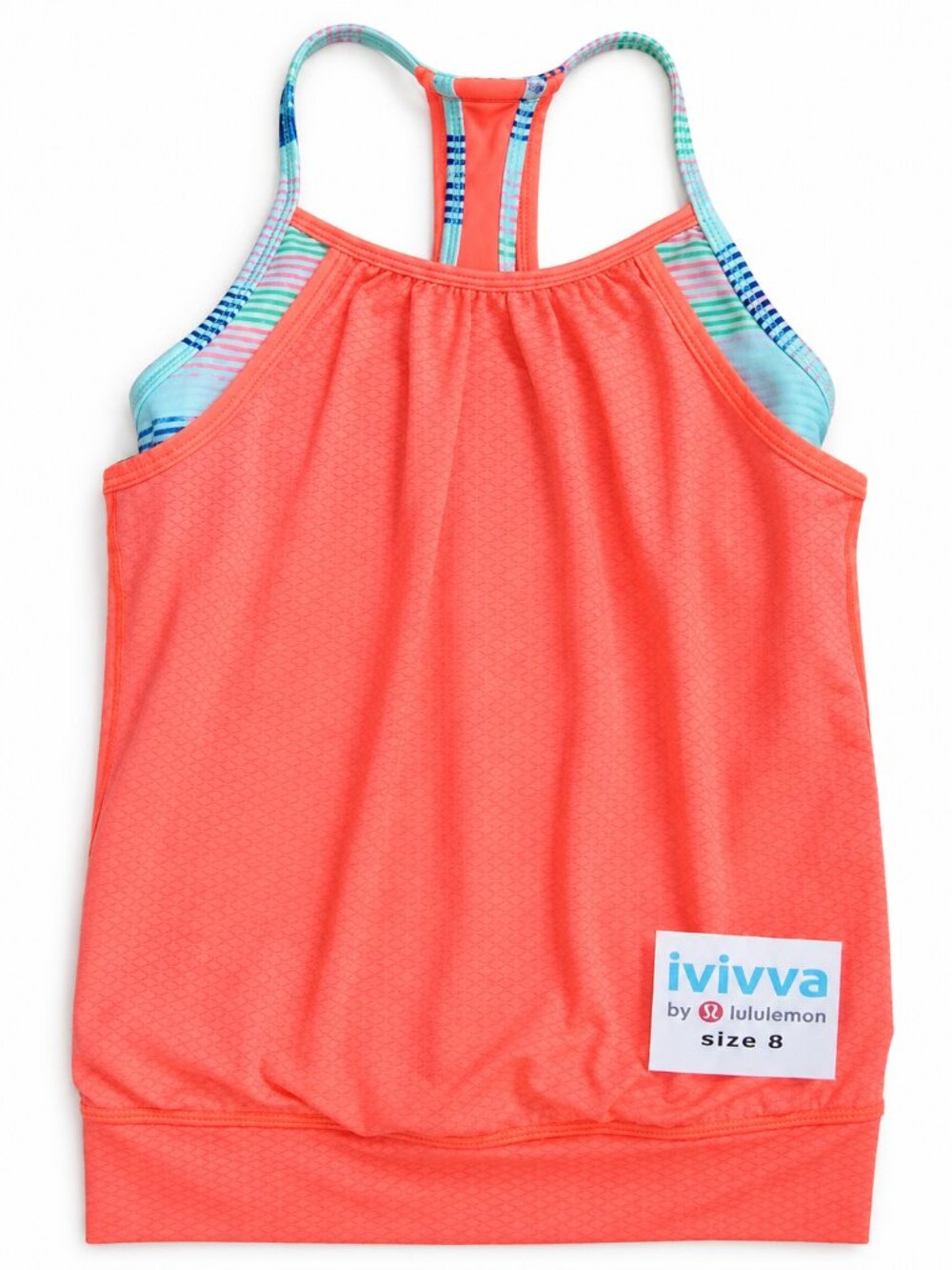 Ivivva Girl by Lululemon 🍋 Double Dutch Tank orange green blue size 8